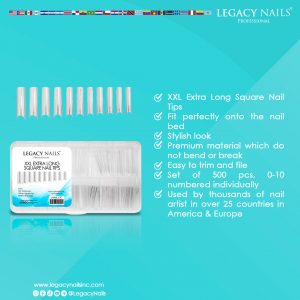 XXL EXTRA LONG SQUARE NAIL TIPS CLEAR